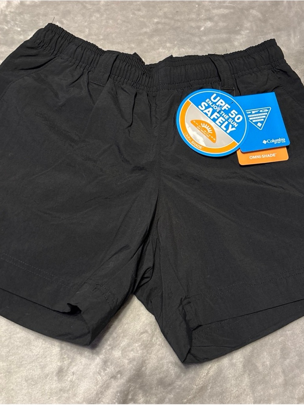 Columbia Blue and Orange Omni-Shade UPF 50+ Tag Swimwear Label